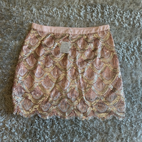 Free People Dresses & Skirts - Free People Pink and Gold Sequin Mini Skirt